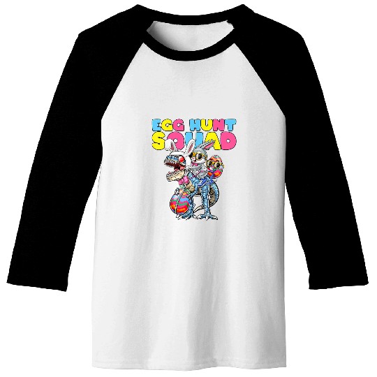 Dinosaur Pet Egg Hunt Squad Easter Bunny Baseball Tees