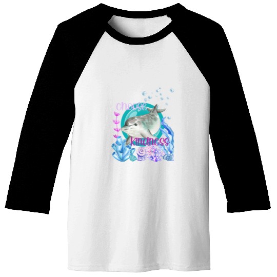 Dolphin Pet Gift Choose Kindness Inspirational Watercolor Baseball Tees