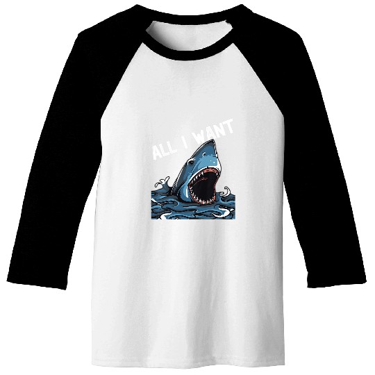 Shark Pet Kids Funny Cute Kid Toothless Shark All I Want Is Two Front Teeth Baseball Tees