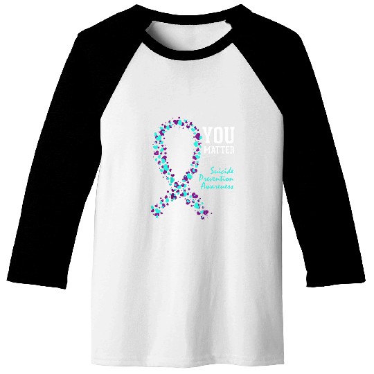 suicides Prevention 988 Ribbon You Matter Ribbon Baseball Tees