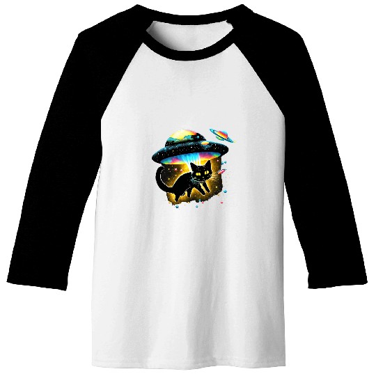 Aliens UFO Tee Galaxy Cat Spaceship Alien Cat Baseball Tees