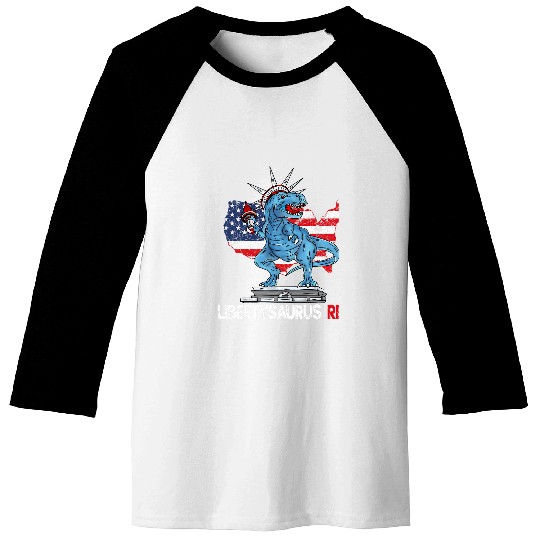 Dinosaur Pet Libertysaurus T rexs Statue of Liberty Dinosaur 4th of July Baseball Tees