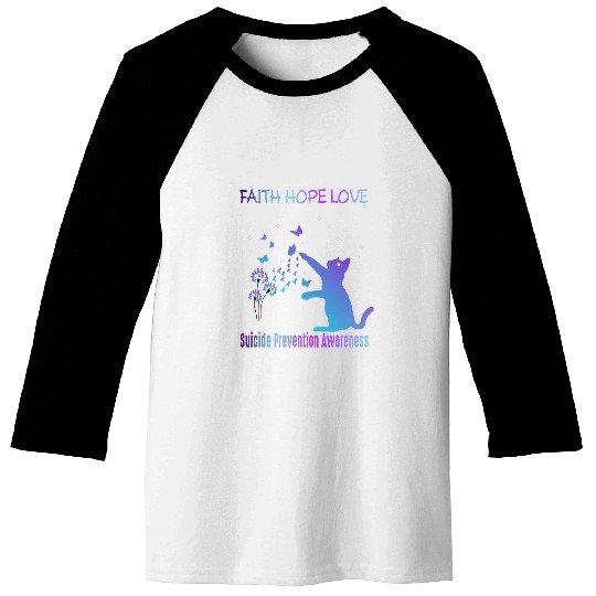 suicides Prevention 988 Ribbon Faith Hope Love Baseball Tees
