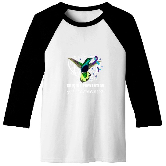 suicides Prevention 988 Ribbon Hummingbird Teal Baseball Tees