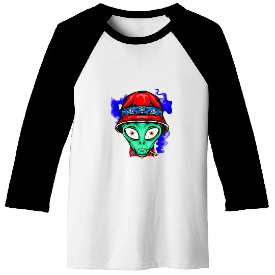 Aliens UFO face Funny Space Planets Galaxy Solar System Baseball Tees