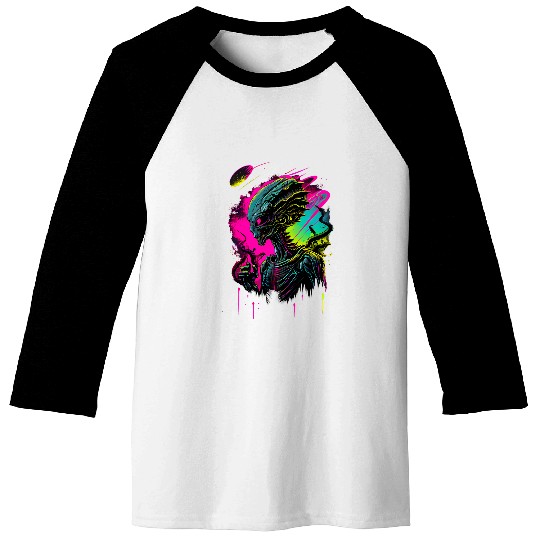 Aliens UFO Synthwave Retrowave Alien Colorful Graphic 21 Baseball Tees
