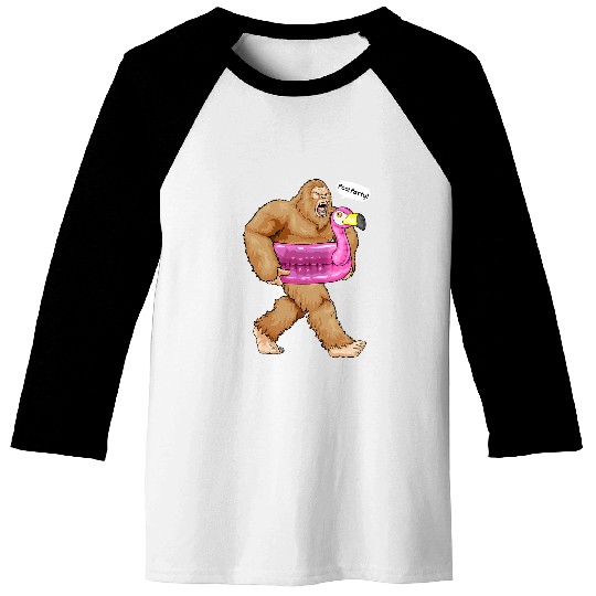 Bigfoot Pet Pool Party Bigfoot Flamingo Float Funny Sasquatch Pink Float Baseball Tees