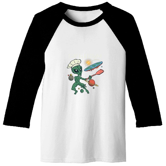 Aliens UFO Funny Flat Earth Society Chef Baseball Tees