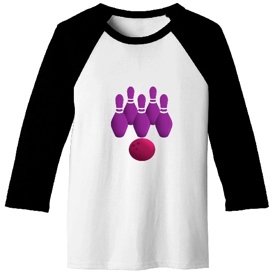 Sport Bowling Purple Bowling Pins Ball Team Baseball Tees