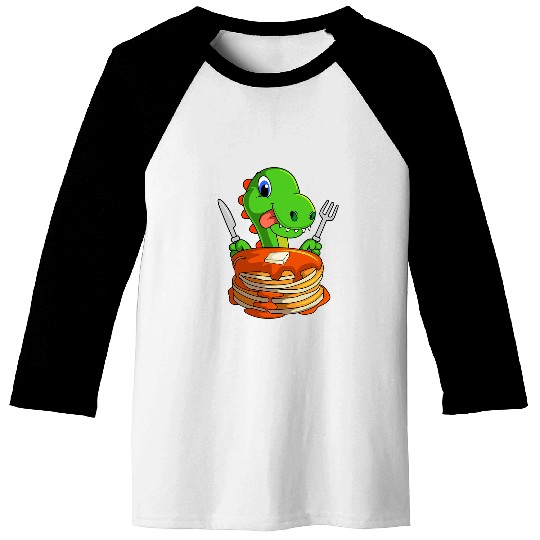 Dinosaur Pet Pancakes Waffle Dinosaur Breakfast Flapjack Trex Food Baseball Tees