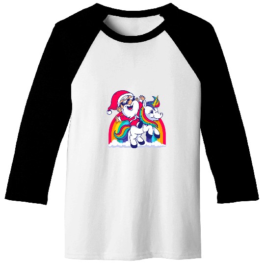 Unicorn Pet Santa Claus on a unicorn Baseball Tees