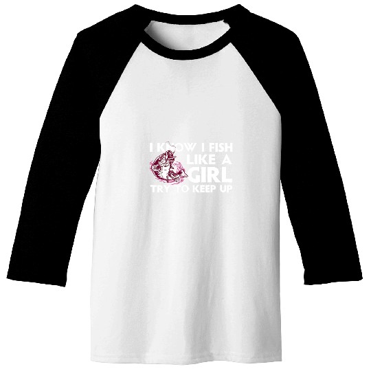 Fishing Fun For Women Girls Trout Angler Bass Fish Hunting Baseball Tees