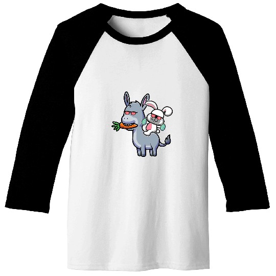 Donkey Pet Easter Bunny Riding On Donkey Cute Easter Egg Hunt Kids Baseball Tees