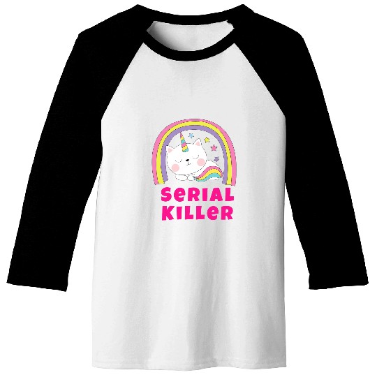 Unicorn Pet Sarcastic Retro Rainbow Funny Unicorn Serial Killer Baseball Tees