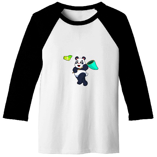 Fishing Fun Panda Bamboo Fisher Fishing net Baseball Tees