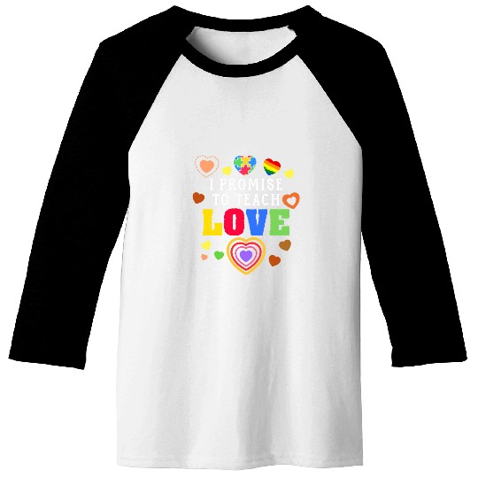 Autism Puzzle I Promise To Love Teach School Education Autism Teacher Baseball Tees