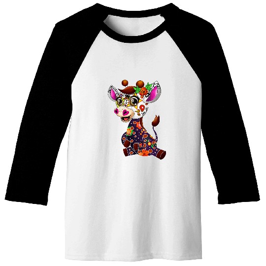 Giraffe Pet Sugar Skull Giraffes  for Women Day of the Baseball Tees