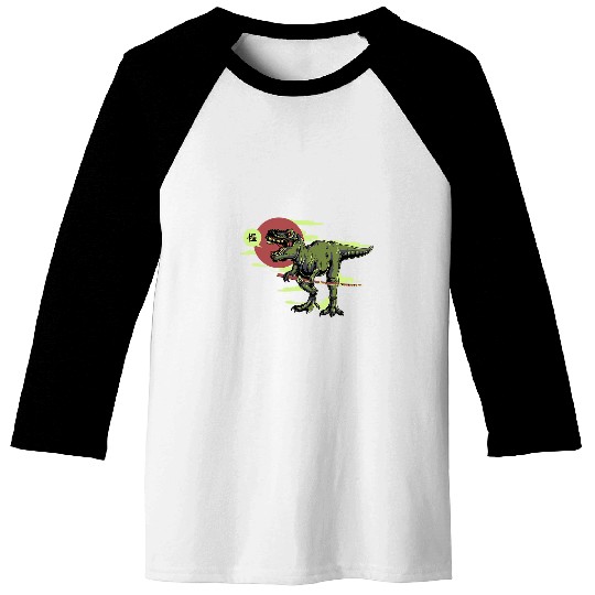 Dinosaur Pet TRex Samurai Dinosaur swords Baseball Tees