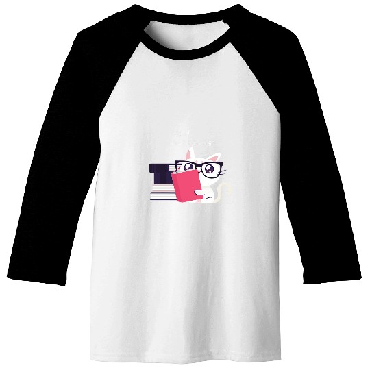 Book Fun Reading Cat Library Book Club Cats Lover Baseball Tees