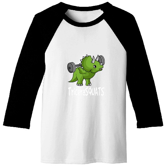 Dinosaur Pet Tricerasquats Triceratops Squat Personal Trainer Baseball Tees