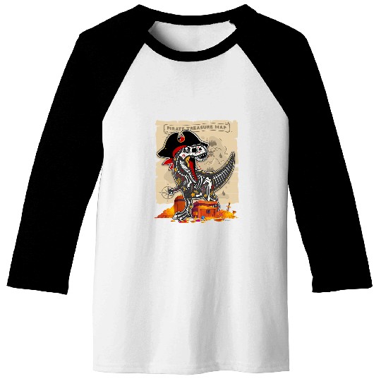 Dinosaur Pet Pirate T rexs Pirate Treasure Map Mamasaurus Dinosaur Pirate Baseball Tees