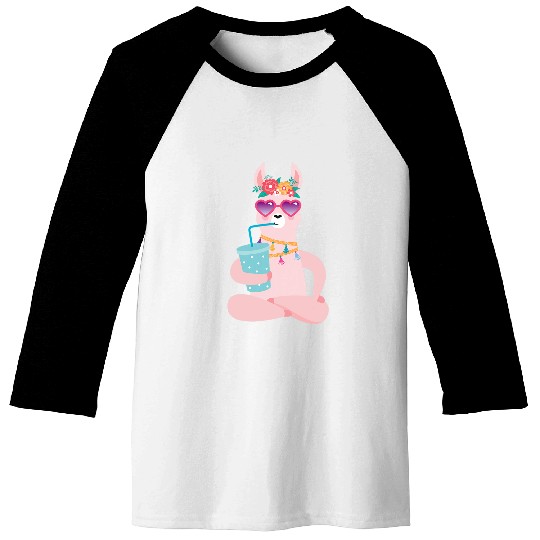 Llama Pet COOL LLAMA WITH SOY MILKSHAKE Baseball Tees