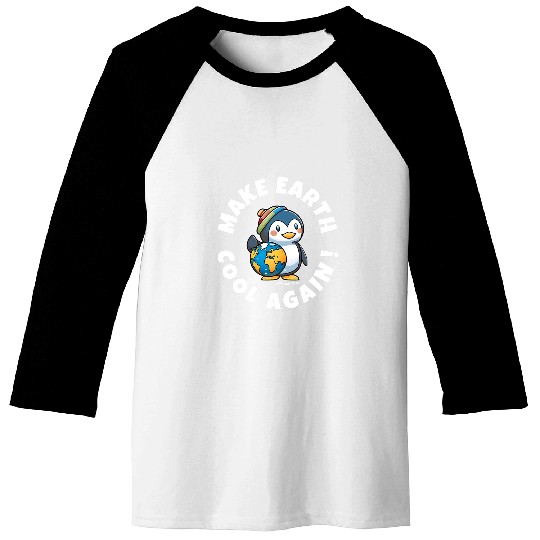 Penguin Pet Cool Penguin and World Globe Earth Day 12 Baseball Tees