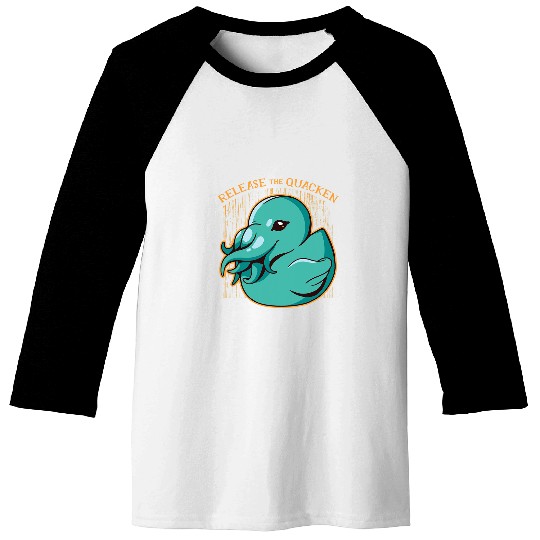 Squid Pet Duck Gift Funny rubber duck Cthulhu kraken squid octopus design Baseball Tees