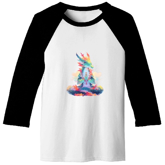 Dragon Pet Ying Yang Meditation Dragon Qi Gong Yoga Meditating Baseball Tees