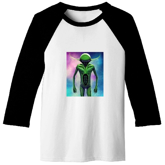 Aliens UFO UAP 51 area grey out of this world creature art 2 522 Baseball Tees