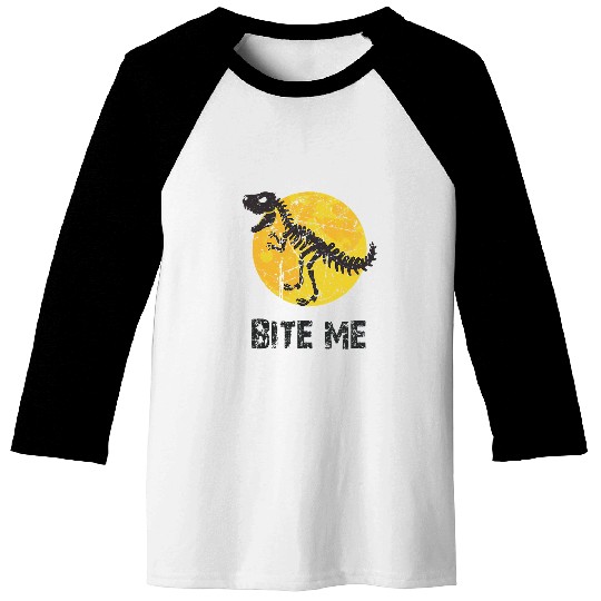 Dinosaur Pet TREX with full moon 2BITE ME vintages Funny and Sarcastic Baseball Tees