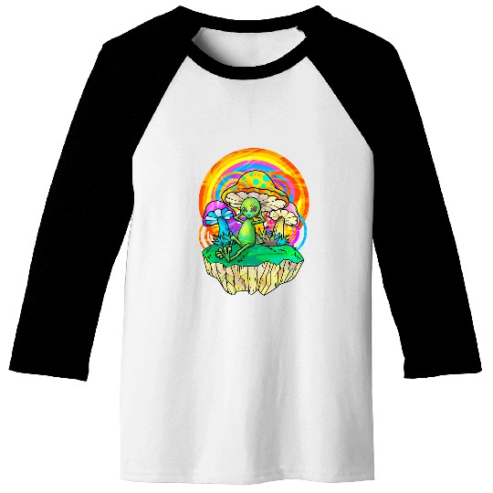Aliens UFO psychedelics Alien Hippie Fungi Mushroom Baseball Tees