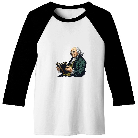 Book Fun Benjamin Franklin Reading A Book 1 Baseball Tees