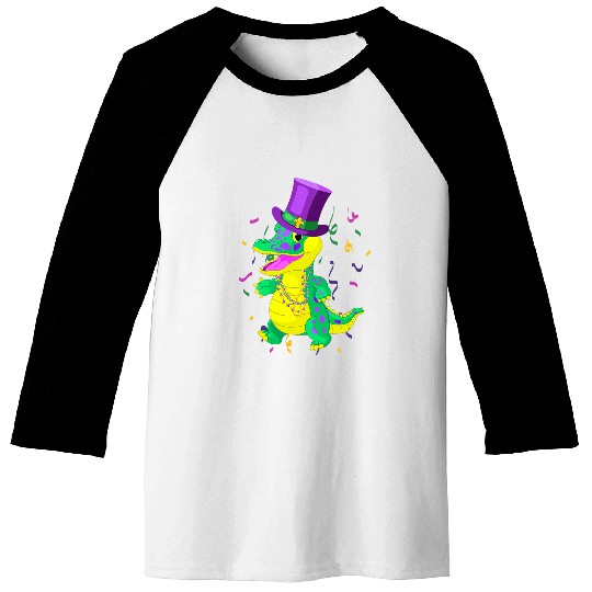 Dinosaur Pet Mardi Gras Baseball Tees