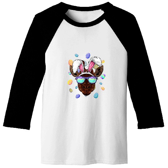 Giraffe Pet Easter Bunny Ears Funny Easter Eggs Hunting Baseball Tees