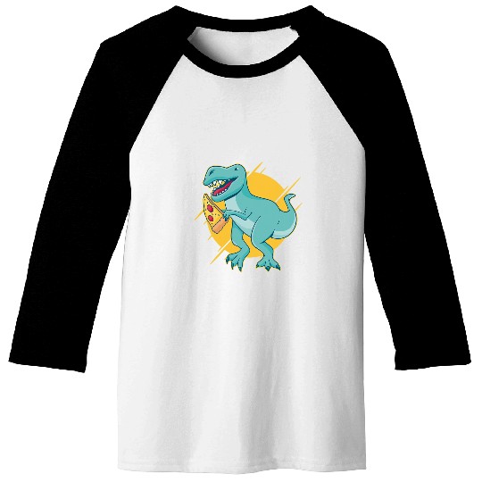 Dinosaur Pet Pizza Dinosaur Cool Retro Fun Weird Bizarre Art Baseball Tees