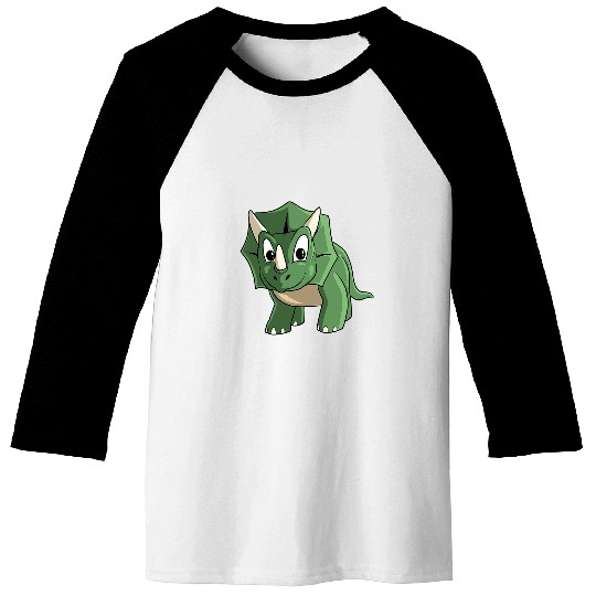 Dinosaur Pet Triceratops Cartoon Baseball Tees