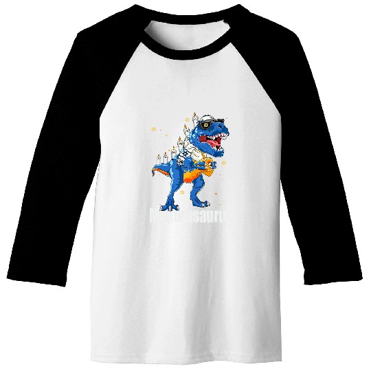 Dinosaur Pet Menorasaurus rexs Menorah Dinosaur TRex Hanukkah Baseball Tees