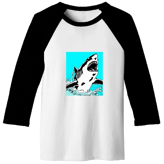 Shark Pet Pop Art Great White Shark Scuba Diving 6 Baseball Tees