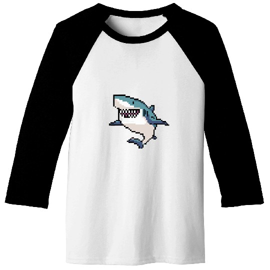 Shark Pet Pixel Art Pixel Shark Scuba Diving Retro Gamer 4 Baseball Tees