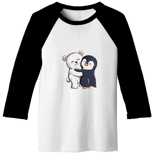 Penguin Pet Cute Polar Bear Penguin Hugs Hugs Penguins Polar Bears Baseball Tees