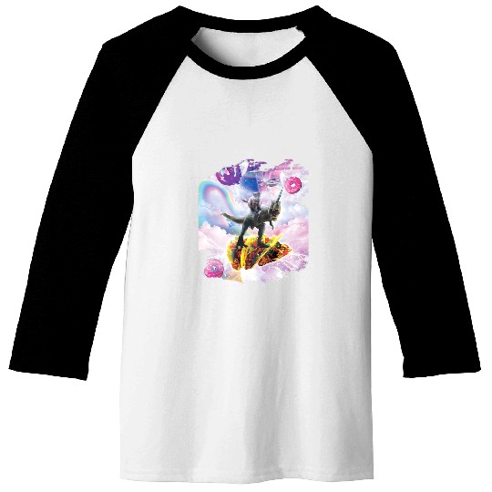 Unicorn Pet Space Cat Riding Dinosaur Unicorn Taco Donut Baseball Tees
