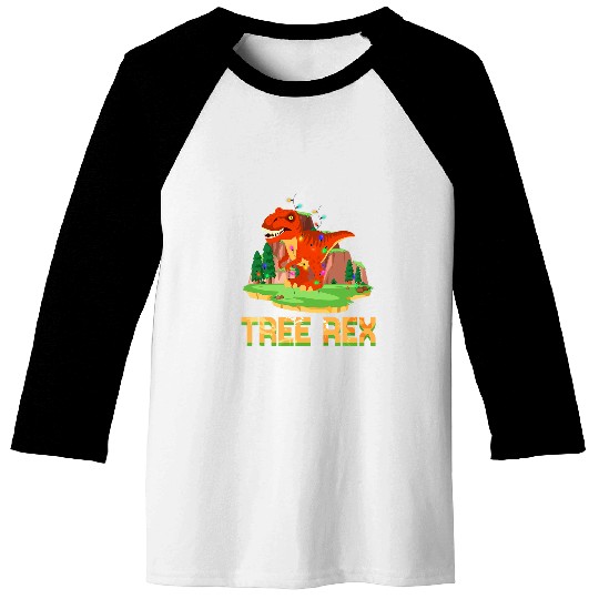 Dinosaur Pet Tree rexs Dinosaur Christmas Tree Trex Christmas Baseball Tees