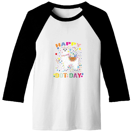 Llama Pet Happy Dot Day September colorful cute llama alpaca Baseball Tees