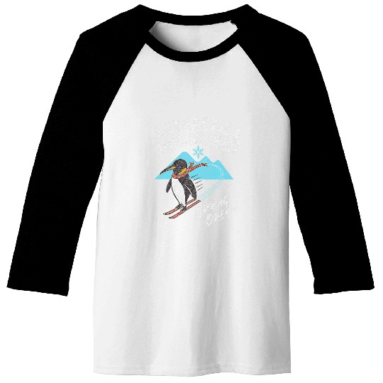 Penguin Pet Funny Antarctica Spring Break 2Penguin Mountain Scene Baseball Tees