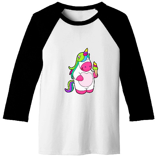 Unicorn Pet Waffle ice cream Baseball Tees