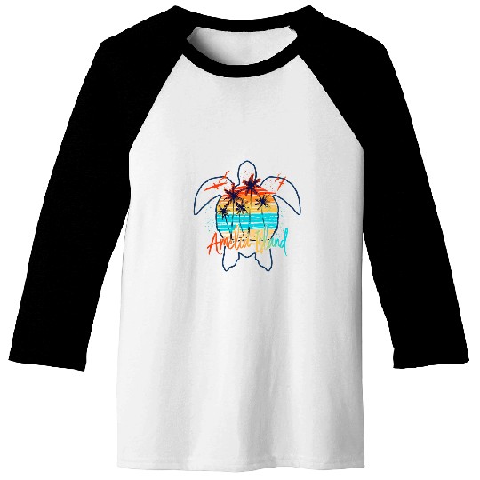 Turtle Pet Amelia Island Florida Beach Summer Vacation Baseball Tees