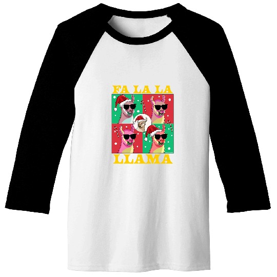 Llama Pet Fa La La Llama Funny Christmas Falala Llama with Santa Hat Baseball Tees