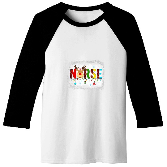 nurses Job Christmas Reindeer Leopard Print xmass Baseball Tees