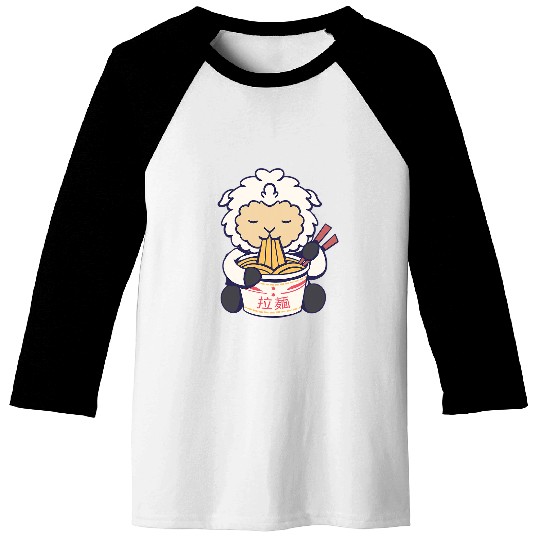 Sheep Pet Eating Ramen 96 Baseball Tees